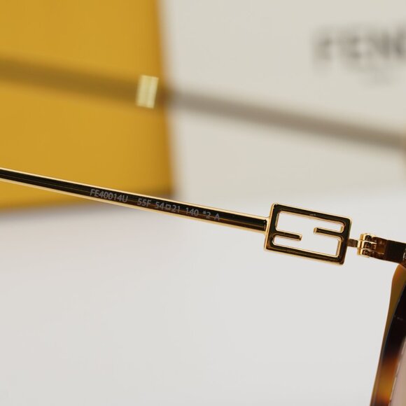 Fendi FE40014U 55F Cat Eye Sunglasses - Havana with FF Pattern/Brown main image 6
